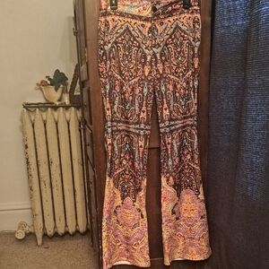 Carabella Collection Woman's Size 13/14 Vintage Colorful Paisley Flared Pants